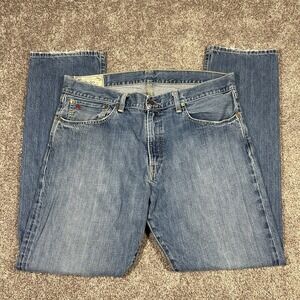 Vintage Polo Ralph Lauren Hampton Straight Jeans Mens 36x32 Fade Wash Selvedge